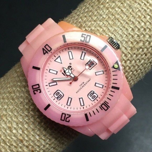 ICE Silicone Watch As Is Pink Peach Black Silver Retro Barbie Soft Girl - Picture 1 of 3